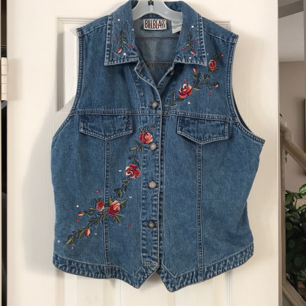 Vintage Bill Blass Embroidered Denim Vest